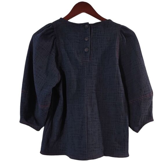 New Anthropologie TOP Current Air Karnes 3/4 Sleeve Navy Blue XS - Picture 3 of 5